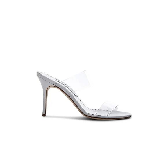 MANOLO BLAHNIK Scolto Two-Band Slide Sandals Heels - 39 1/2 - Picture 1 of 3